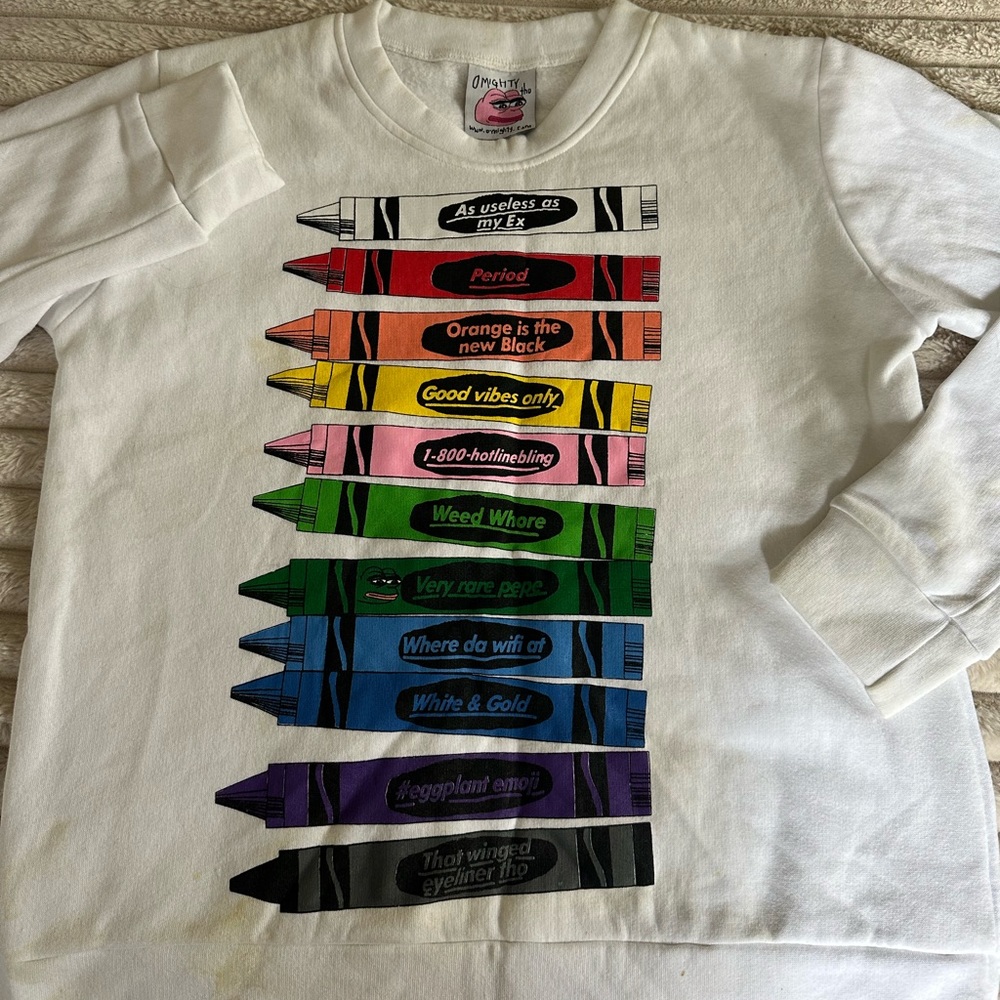 Omighty limited edition white crayon Sweatshirt size S